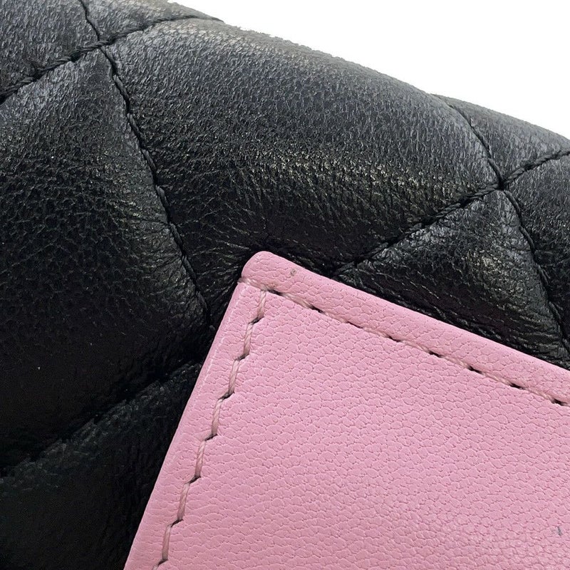 シャネル ボディバッグ ココマーク マトラッセ ミニチェーンベルトバッグ ラムスキン CHANEL 黒 ウエストポーチ