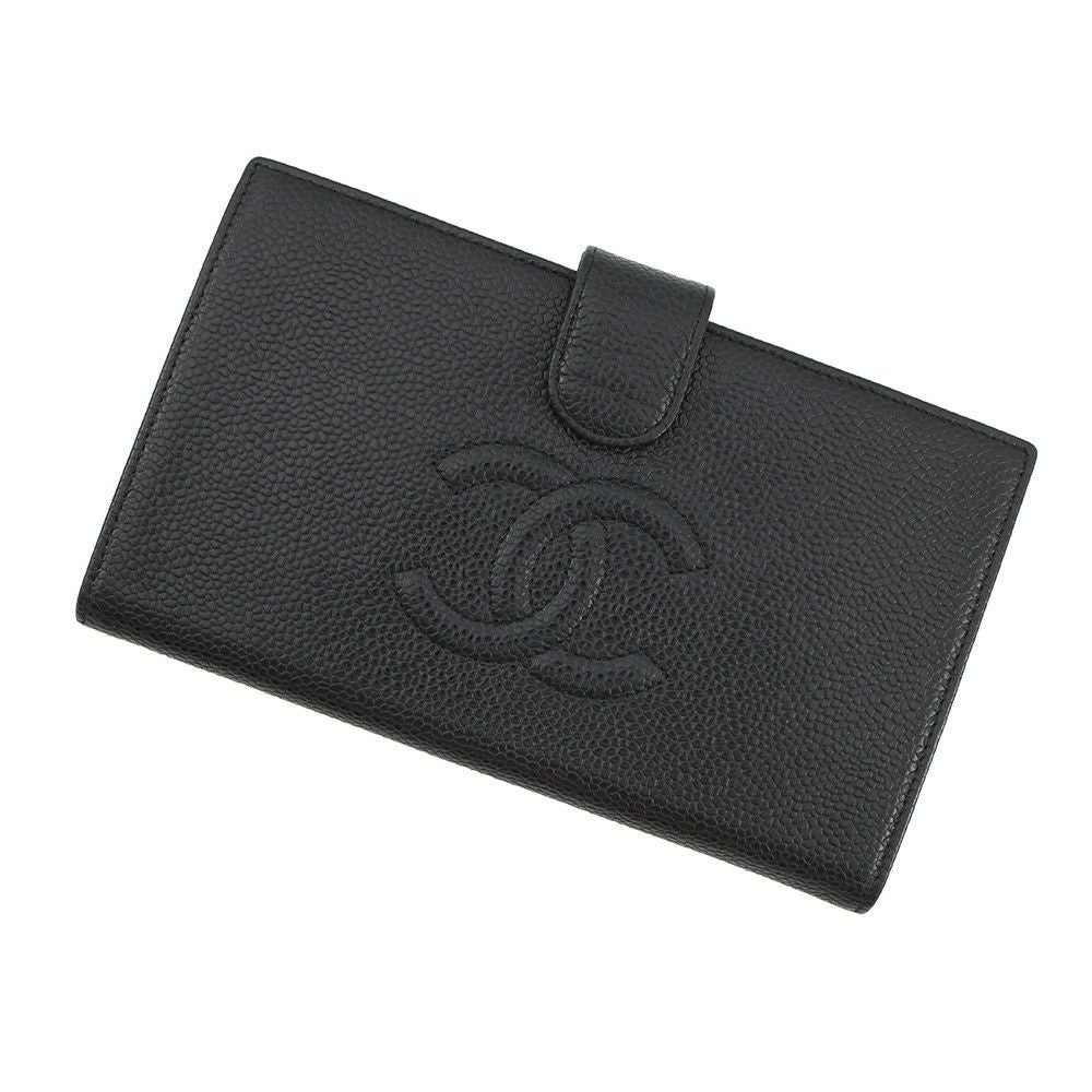 シャネル 長財布 ココマーク がま口 ロングウォレット キャビアスキン CHANEL 黒 CHANEL（シャネル） がま口財布 長財布 レディース キャビアスキン