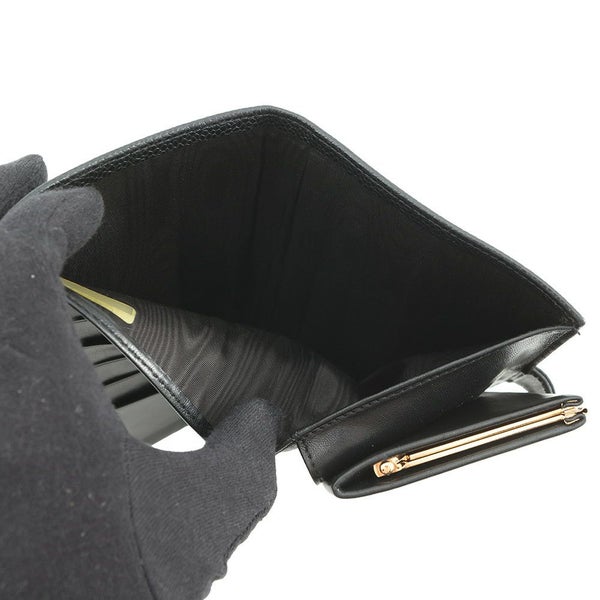 シャネル 長財布 ココマーク がま口 ロングウォレット キャビアスキン CHANEL 黒