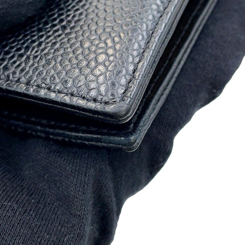 シャネル 長財布 ココマーク がま口 ロングウォレット キャビアスキン CHANEL 黒