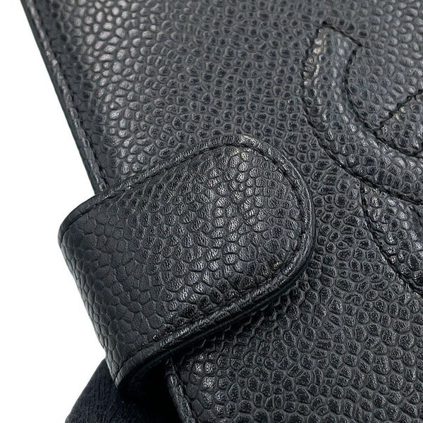 シャネル 長財布 ココマーク がま口 ロングウォレット キャビアスキン CHANEL 黒
