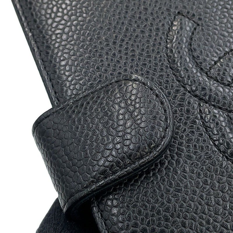 シャネル 長財布 ココマーク がま口 ロングウォレット キャビアスキン CHANEL 黒