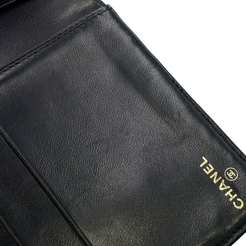 シャネル 長財布 ココマーク がま口 ロングウォレット キャビアスキン CHANEL 黒