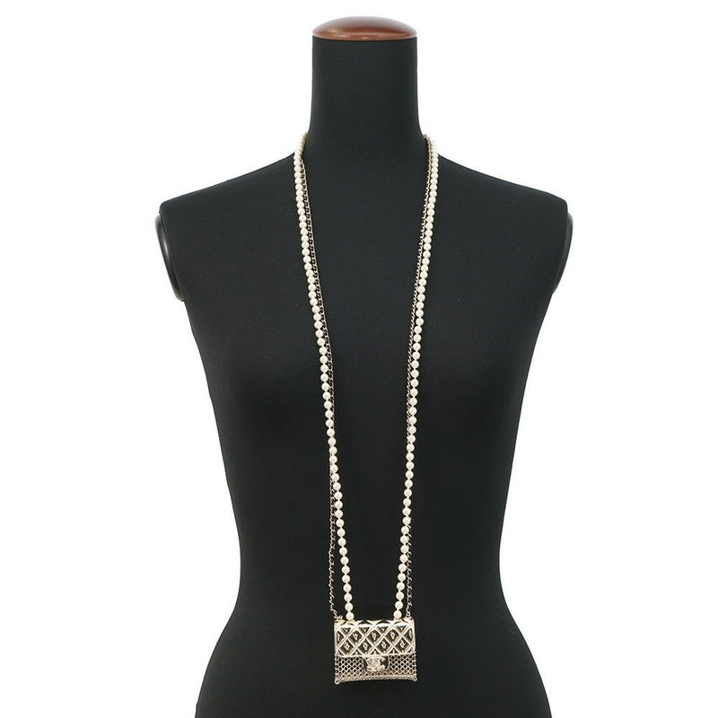 シャネル ネックレス ココマーク マトラッセバッグモチーフ フェイクパール B21S AB6135 CHANEL アクセサリー