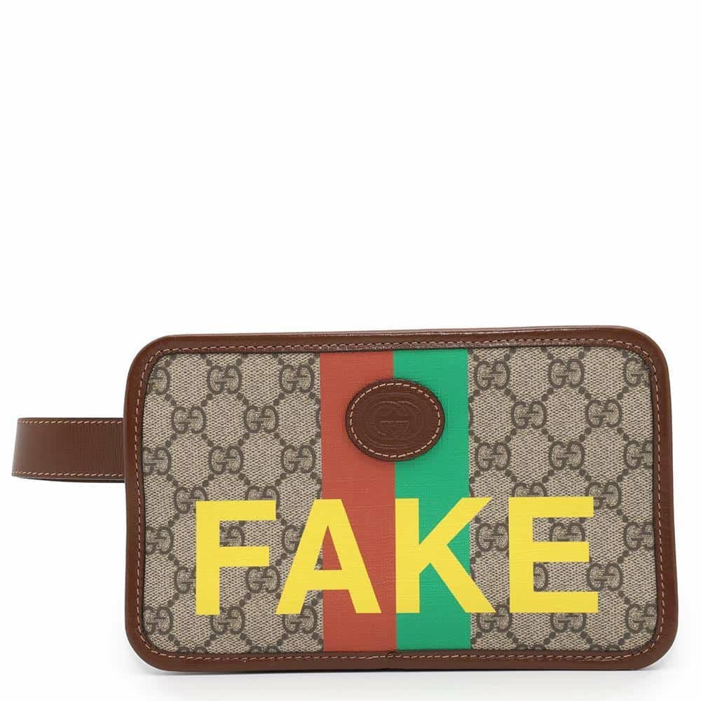 グッチ クラッチバッグ GGスプリーム FAKE/NOTプリント PVC/レザー