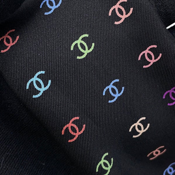 シャネル スカーフ ココマーク 総柄 ドット シルク CHANEL 黒