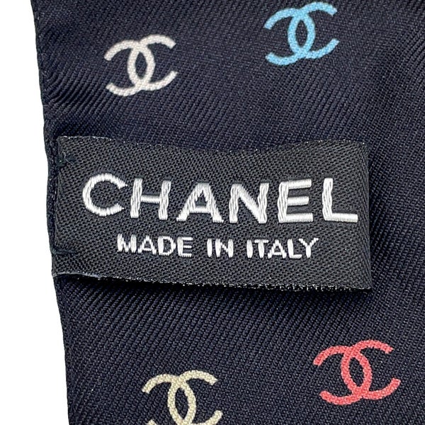 シャネル スカーフ ココマーク 総柄 ドット シルク CHANEL 黒
