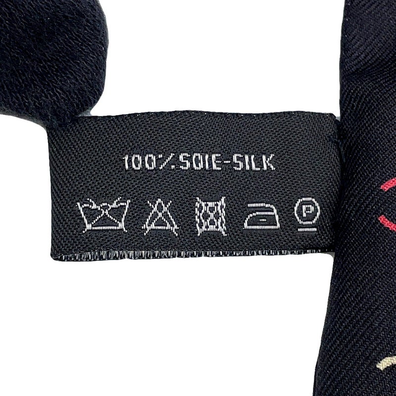 シャネル スカーフ ココマーク 総柄 ドット シルク CHANEL 黒