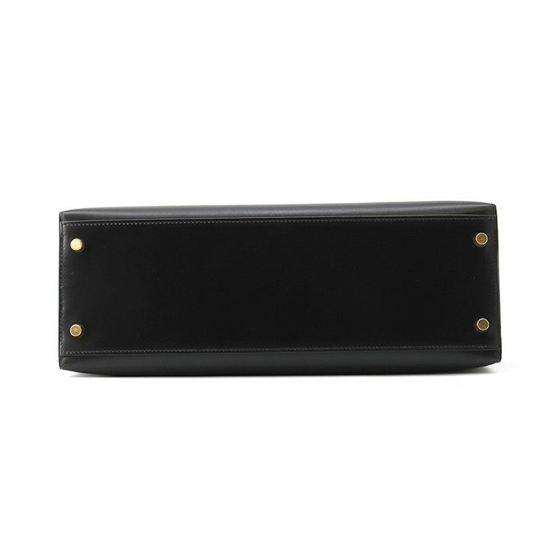 エルメス ハンドバッグ ケリー32 外縫い ブラック/ゴールド金具 ボックスカーフ □D刻印 ２wayショルダー 黒