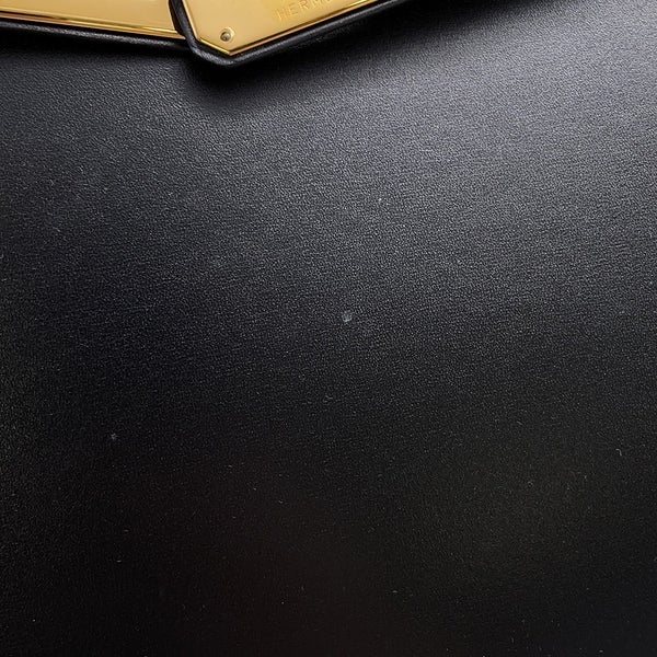 エルメス ハンドバッグ ケリー32 外縫い ブラック/ゴールド金具 ボックスカーフ □D刻印 ２wayショルダー 黒