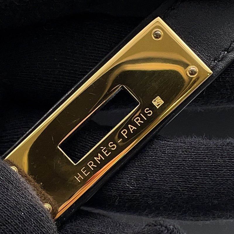 エルメス ハンドバッグ ケリー32 外縫い ブラック/ゴールド金具 ボックスカーフ □D刻印 ２wayショルダー 黒