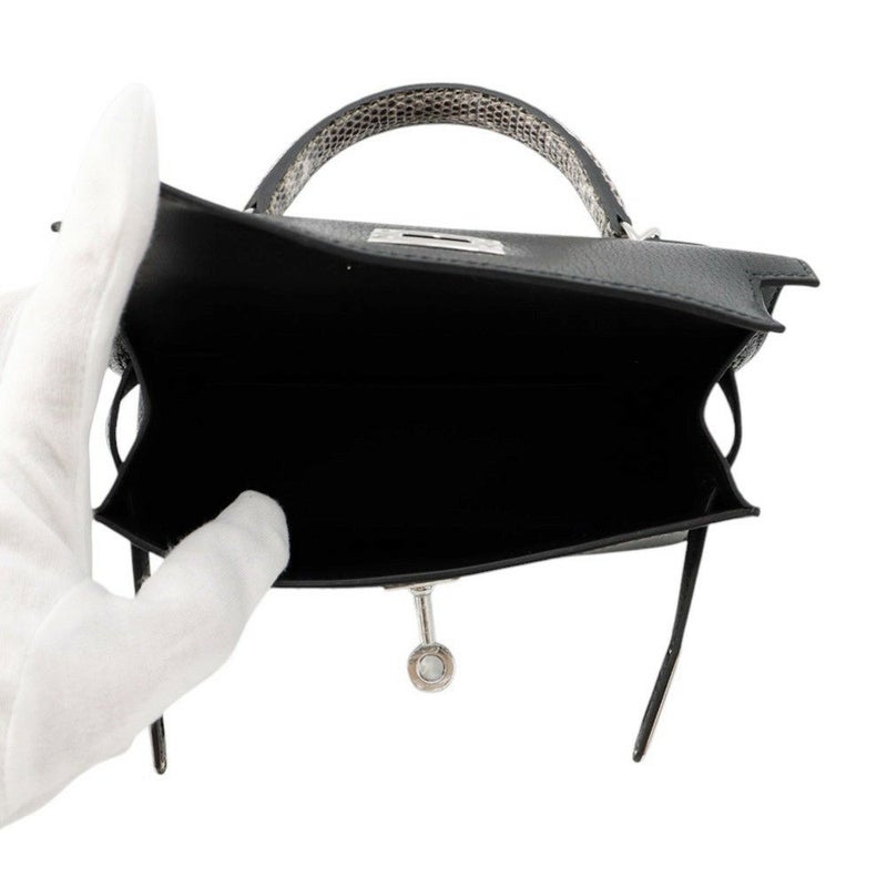 エルメス ミニケリー2 外縫い タッチ ブラック/オンブレ/シルバー金具 シェブルシャムキラ/リザードナチュラ K刻印 黒