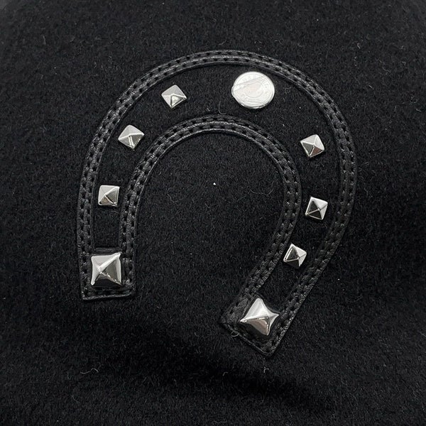 エルメス キャップ デイヴィス・ラッキー 馬蹄モチーフ カシミヤ サイズ56 HERMES キャスケット 黒