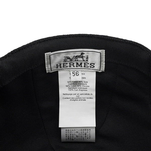 エルメス キャップ デイヴィス・ラッキー 馬蹄モチーフ カシミヤ サイズ56 HERMES キャスケット 黒