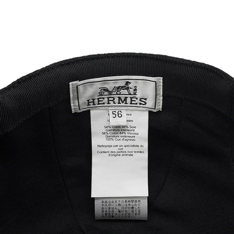 エルメス キャップ デイヴィス・ラッキー 馬蹄モチーフ カシミヤ サイズ56 HERMES キャスケット 黒