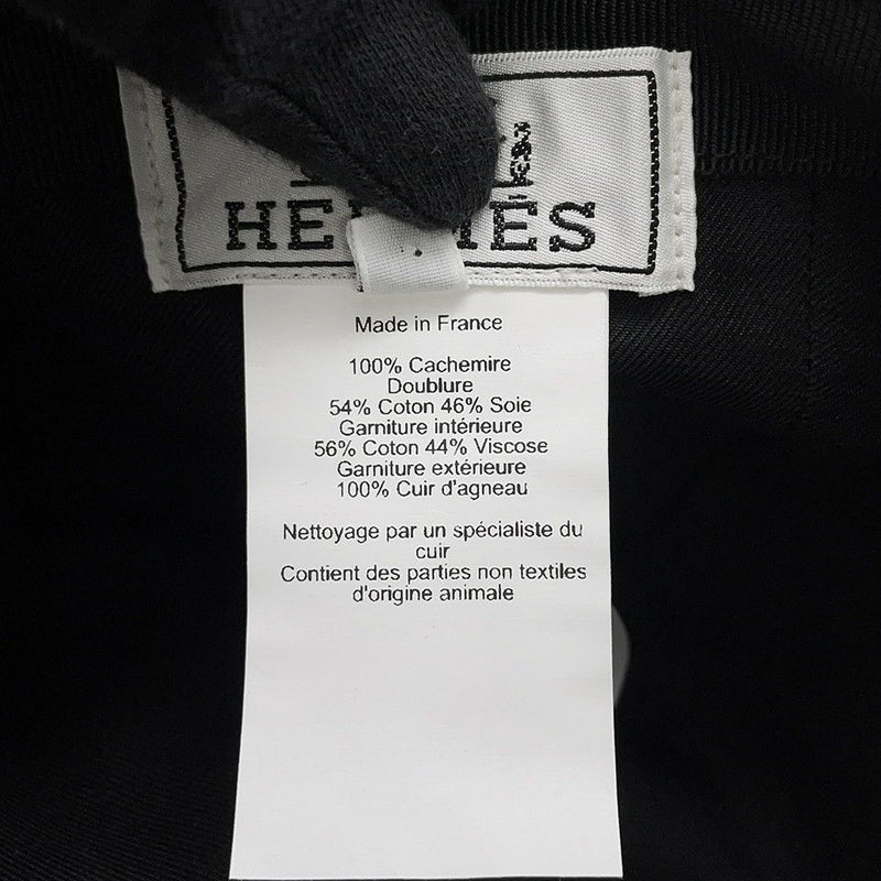 エルメス キャップ デイヴィス・ラッキー 馬蹄モチーフ カシミヤ サイズ56 HERMES キャスケット 黒