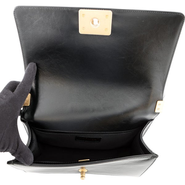 シャネル チェーンショルダーバッグ ボーイシャネル ストライプ レザー A67086 CHANEL バッグ 黒