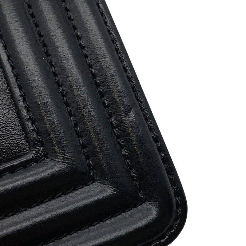 シャネル チェーンショルダーバッグ ボーイシャネル ストライプ レザー A67086 CHANEL バッグ 黒