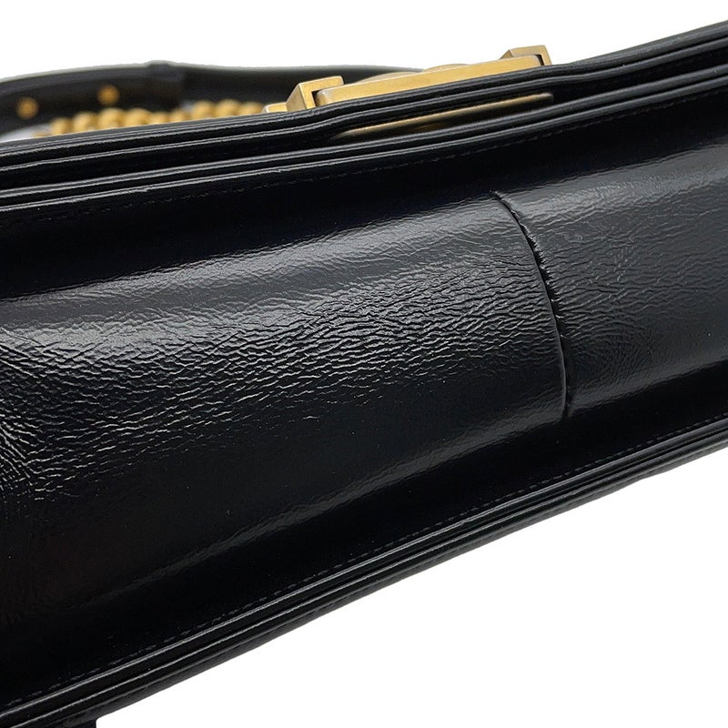 シャネル チェーンショルダーバッグ ボーイシャネル ストライプ レザー A67086 CHANEL バッグ 黒