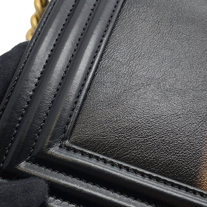 シャネル チェーンショルダーバッグ ボーイシャネル ストライプ レザー A67086 CHANEL バッグ 黒