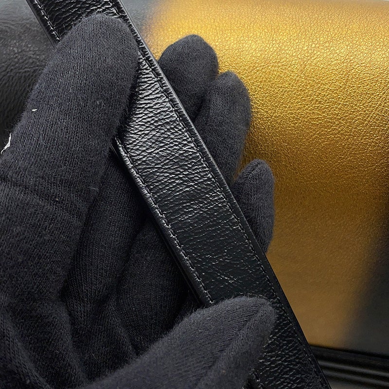 シャネル チェーンショルダーバッグ ボーイシャネル ストライプ レザー A67086 CHANEL バッグ 黒