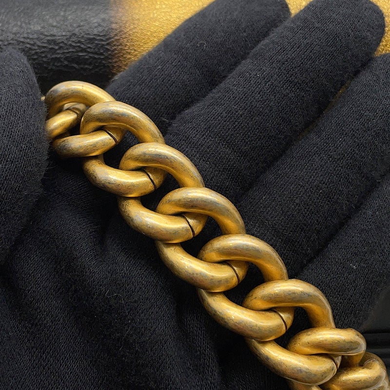 シャネル チェーンショルダーバッグ ボーイシャネル ストライプ レザー A67086 CHANEL バッグ 黒