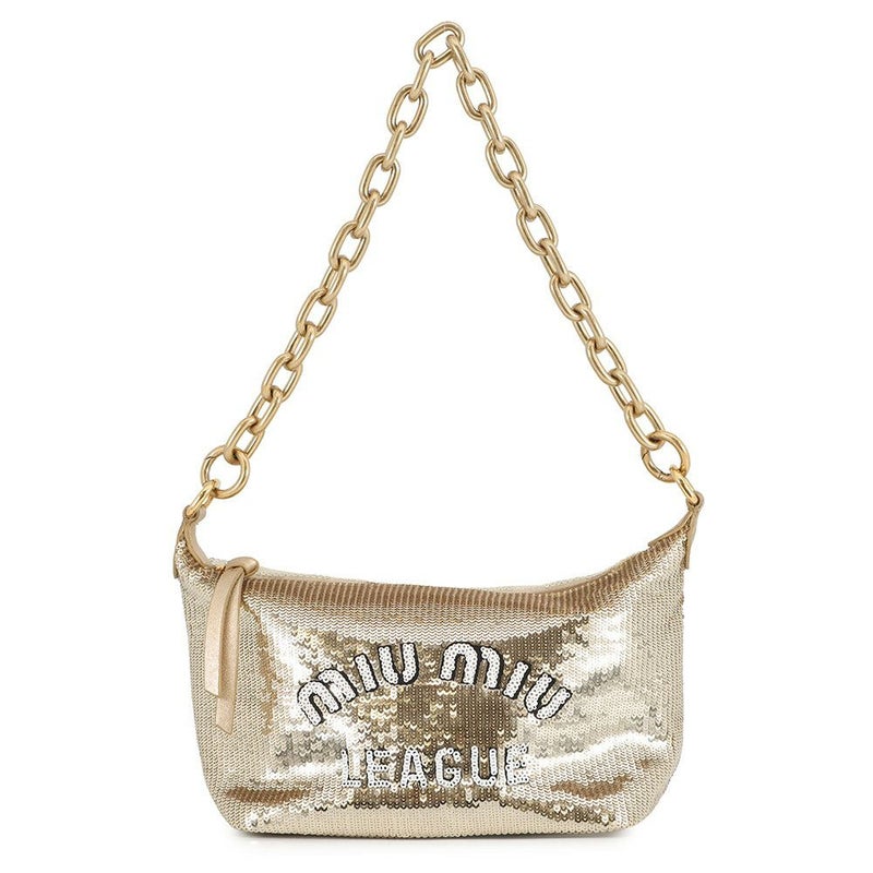 ミュウミュウ チェーンショルダーバッグ スパンコール レザー 5BC103 MIUMIU