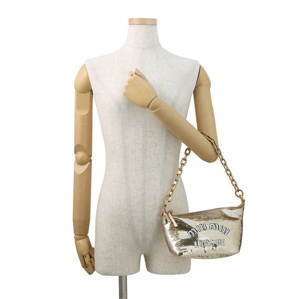 ミュウミュウ チェーンショルダーバッグ スパンコール レザー 5BC103 MIUMIU