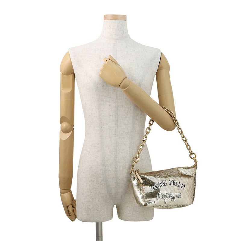 ミュウミュウ チェーンショルダーバッグ スパンコール レザー 5BC103 MIUMIU