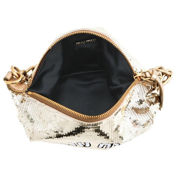 ミュウミュウ チェーンショルダーバッグ スパンコール レザー 5BC103 MIUMIU