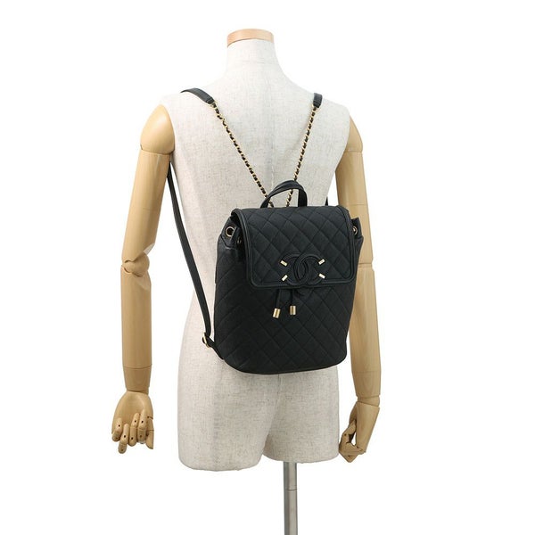 シャネル リュック フィリグリー マトラッセ ココマーク キャビアスキン A57090 バックパック バッグ 黒