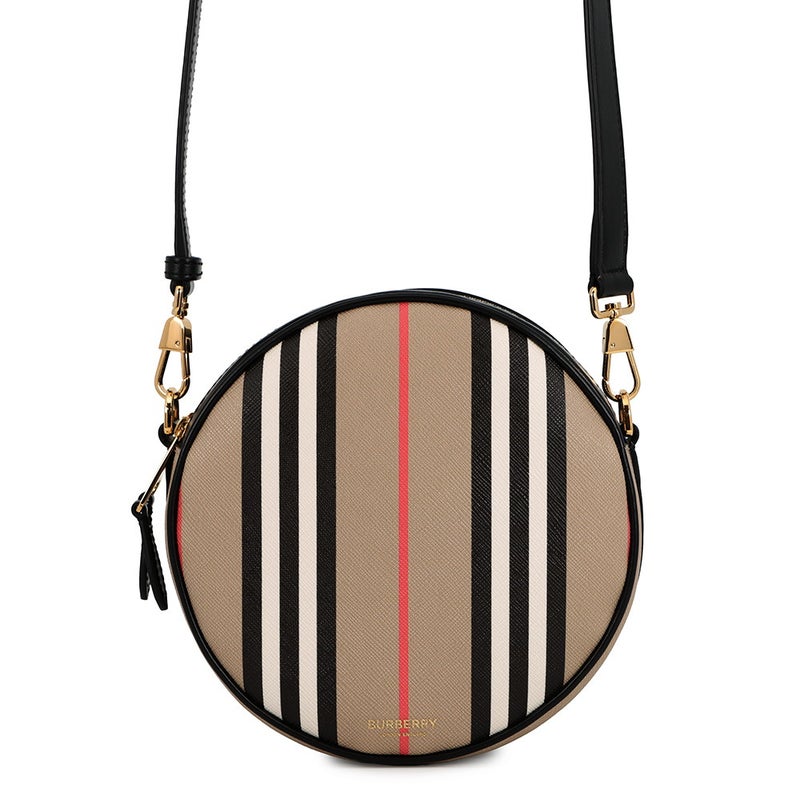 バーバリー ショルダーバッグ アイコンストライプ ルイーズバッグ PVC レザー 8051846 BURBERRY 黒
