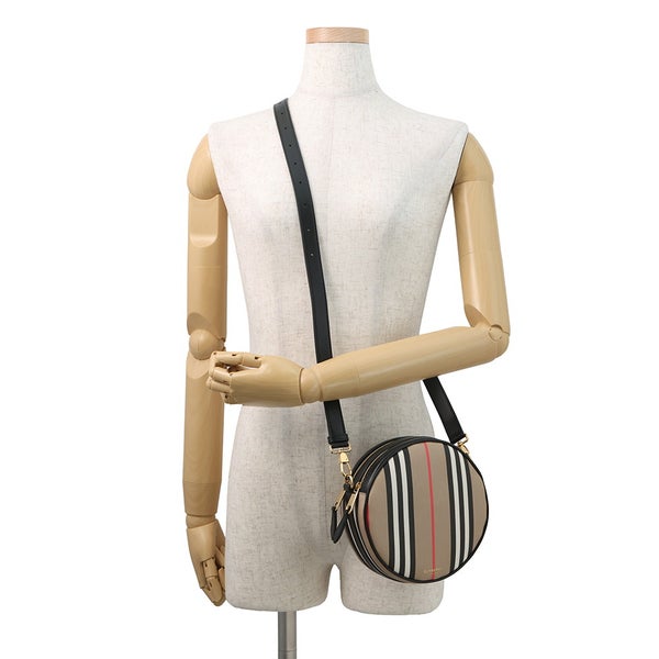 バーバリー ショルダーバッグ アイコンストライプ ルイーズバッグ PVC レザー 8051846 BURBERRY 黒