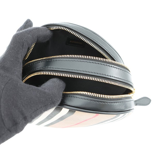 バーバリー ショルダーバッグ アイコンストライプ ルイーズバッグ PVC レザー 8051846 BURBERRY 黒