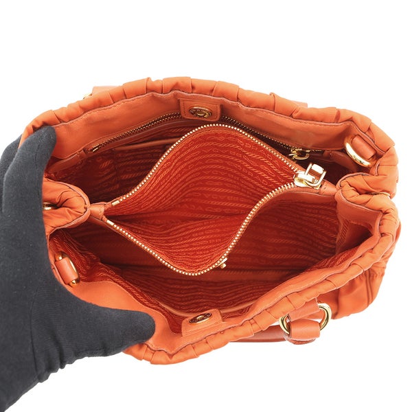 プラダ ハンドバッグ ギャザー ナイロン レザー BN2393 PRADA 2way