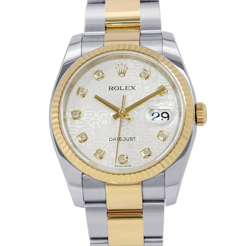 ロレックス デイトジャスト SS/K18YG 10Pダイヤ 116233G ROLEX 腕時計 シルバーコンピューター文字盤