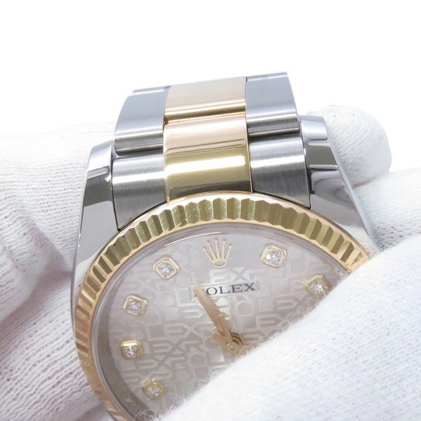 ロレックス デイトジャスト SS/K18YG 10Pダイヤ 116233G ROLEX 腕時計 シルバーコンピューター文字盤