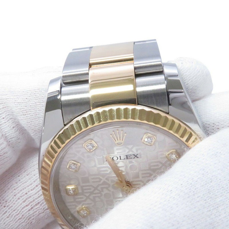 ロレックス デイトジャスト SS/K18YG 10Pダイヤ 116233G ROLEX 腕時計 シルバーコンピューター文字盤