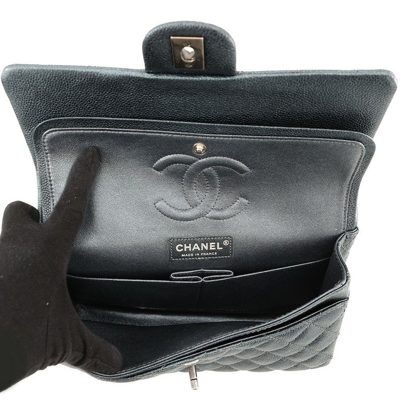 シャネル チェーンショルダーバッグ マトラッセ25 ココマーク ダブルチェーン キャビアスキン A01112 CHANEL