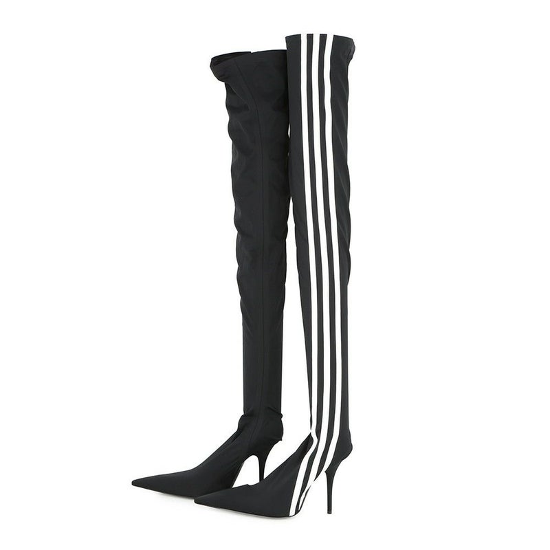 バレンシアガ ブーツ アディダスコラボ ナイフ オーバーニーブーツ レディースサイズ37 724074 BALENCIAGA adidas 靴 黒 白