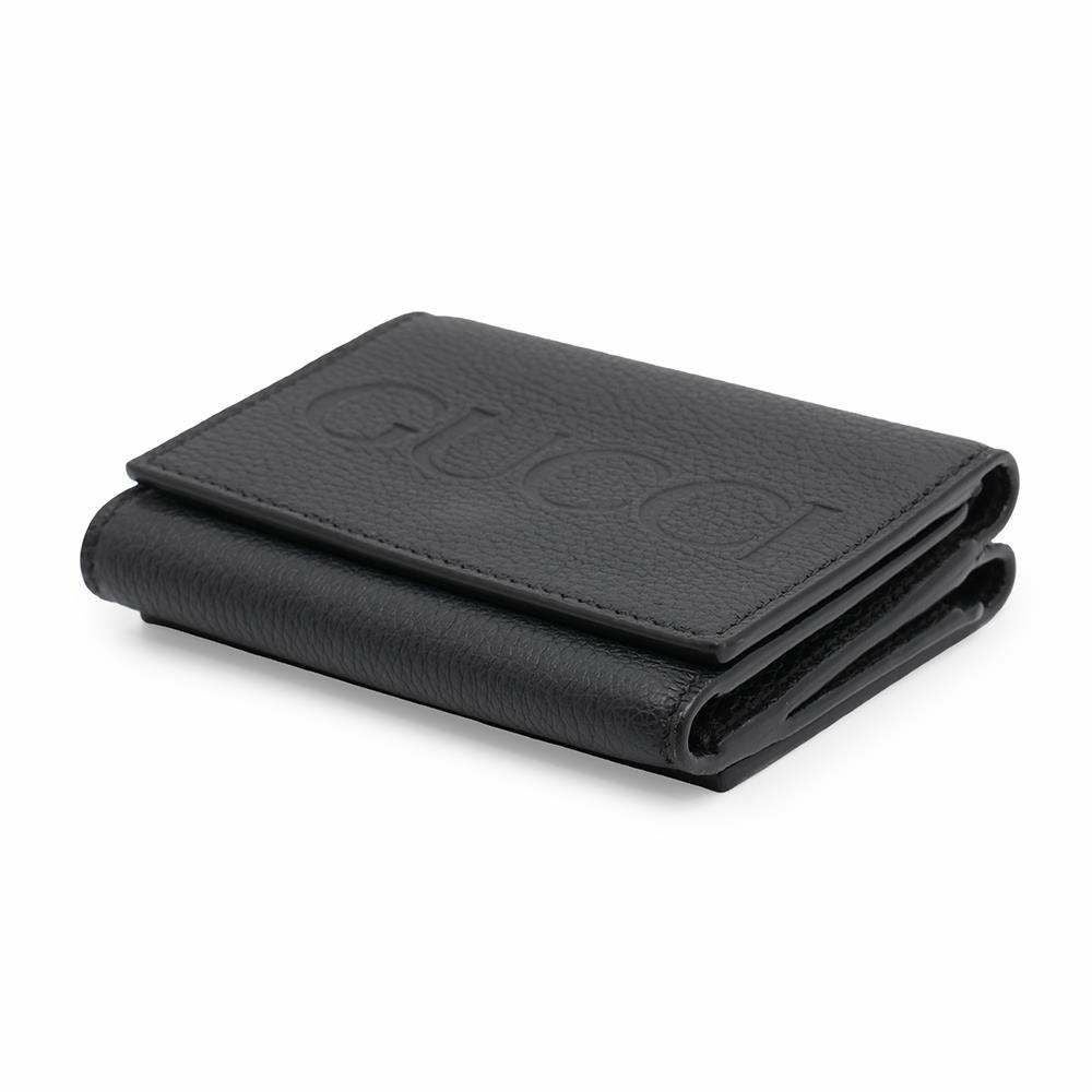 グッチ 三つ折り財布 エンボスロゴ コンパクトウォレット レザー
