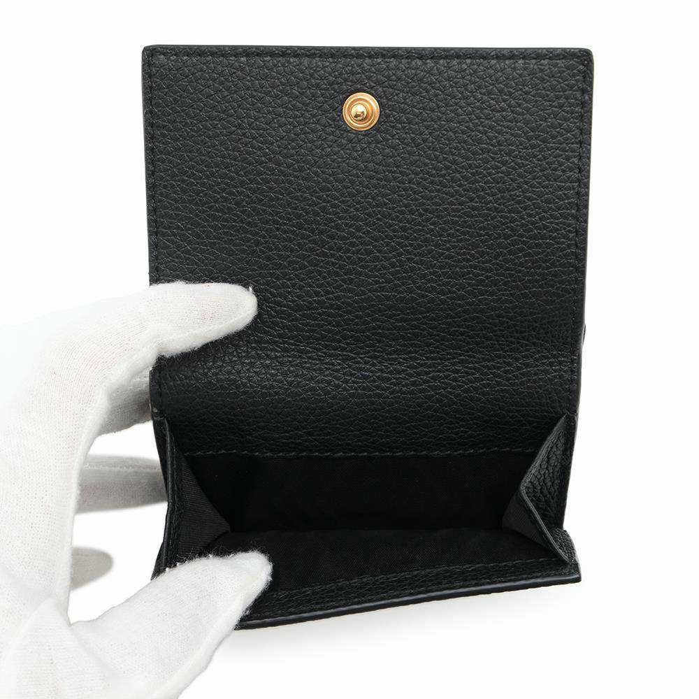 一点物　グッチ　ロゴエンボス コンパクト ウォレット 三つ折り財布 黒　送料無料 グッチ 三つ折り財布 エンボスロゴ コンパクトウォレット レザー