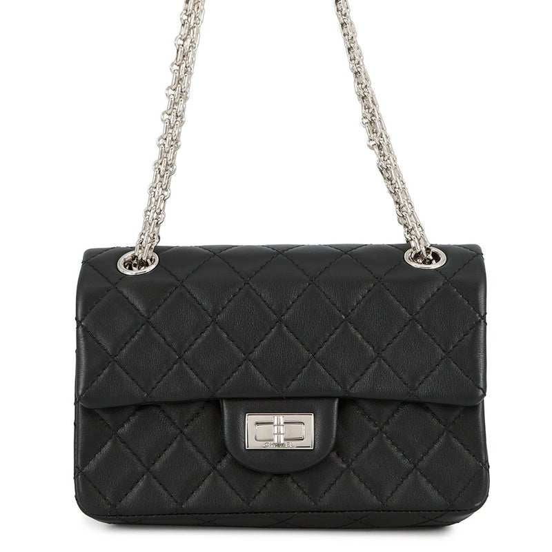 シャネル チェーンショルダーバッグ マトラッセ 2.55 ミニ ラムスキン AS0874 CHANEL 黒