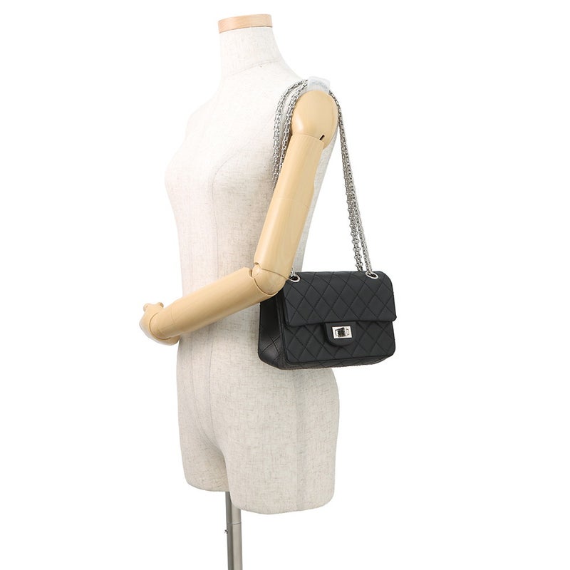 シャネル チェーンショルダーバッグ マトラッセ 2.55 ミニ ラムスキン AS0874 CHANEL 黒