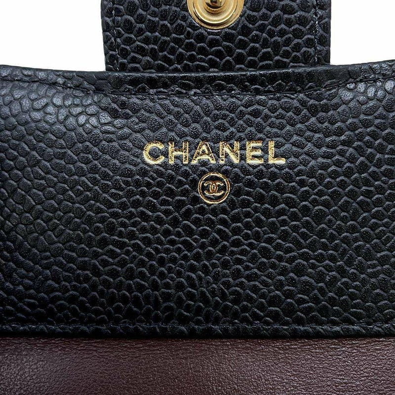 シャネル 三つ折り財布 クラシック スモール フラップ ウォレット ココマーク キャビアスキン AP0231 黒