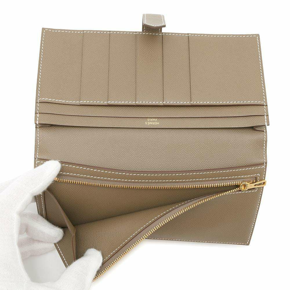エルメス 長財布 ベアンスフレ エトゥープ/ゴールド金具 ヴォーマダム