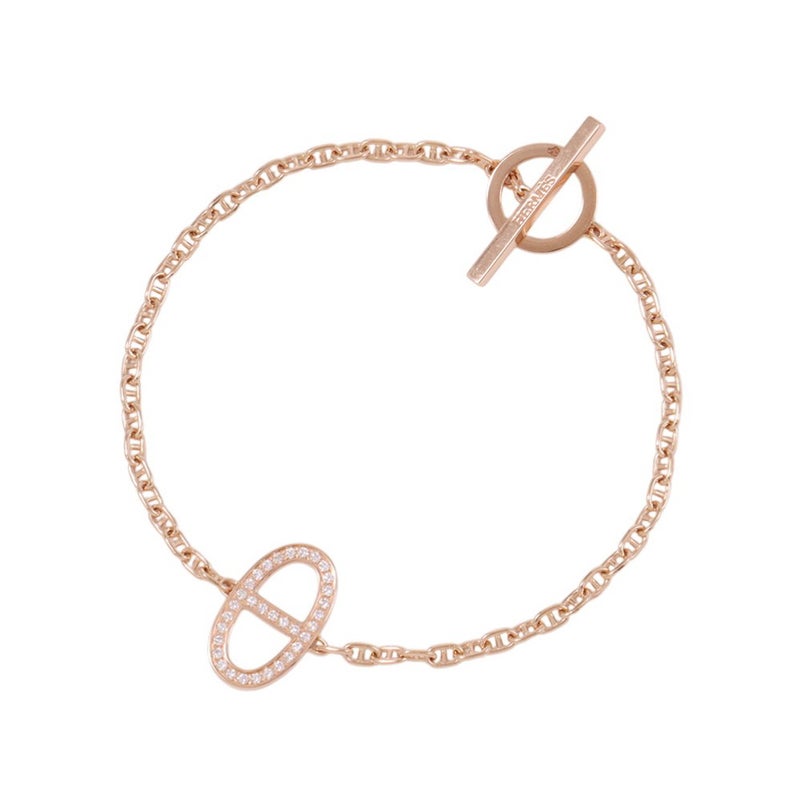エルメス ブレスレット シェーヌダンクル コントゥール ダイヤモンド 33P 計0.16ct K18PGピンクゴールド サイズST HERMES