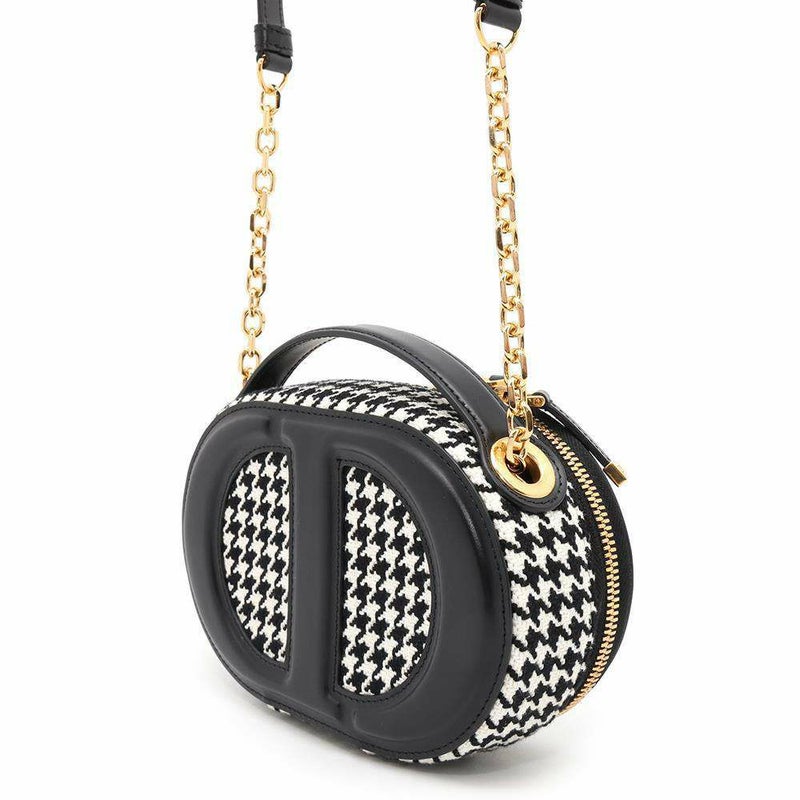 ディオール ショルダーバッグ シグネチャー オーバル カメラバッグ コットン S2201UZMF M911 千鳥格子 黒 白 セール品