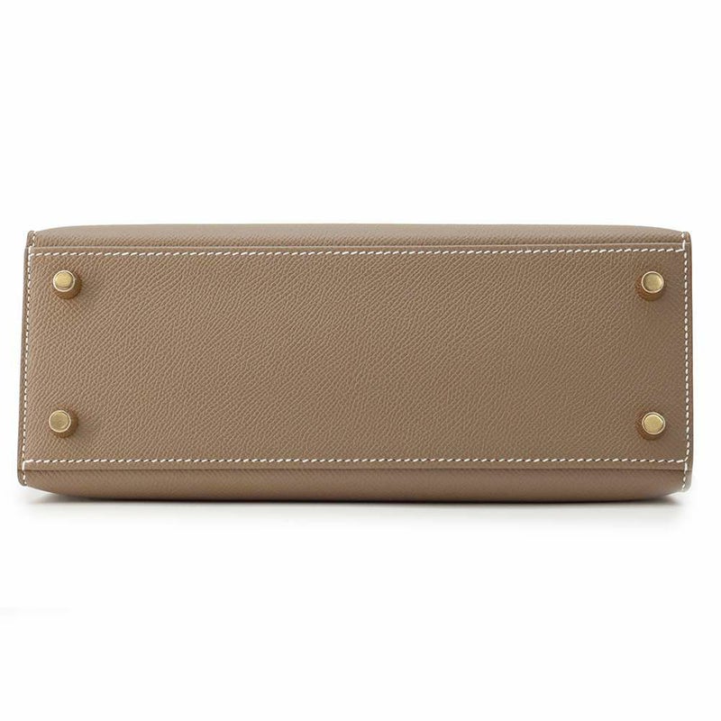 エルメス ケリー25 外縫い トリコロール エトゥープ/ブラック/アルドワーズ/ゴールド金具 エプソン W刻印 2wayショルダー