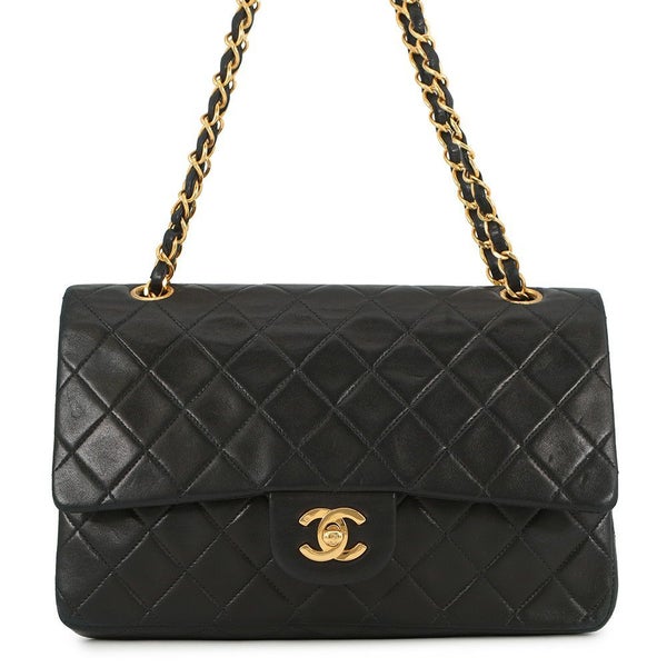 シャネル チェーンショルダーバッグ マトラッセ25 ココマーク ラムスキン ダブルチェーン A01112 CHANEL 黒